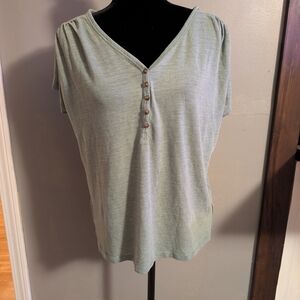 Old Navy Sage Buttoned V-Neck Tee
